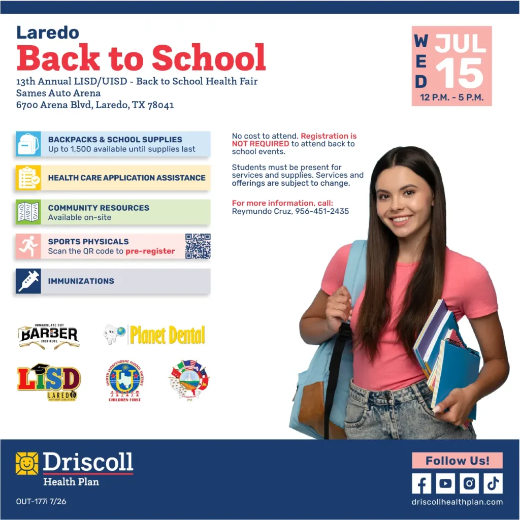 HELP joined the annual Back to School Health Fair to distribute school supplies and connect Laredo families with free VITA tax preparation and VAF financial education resources.